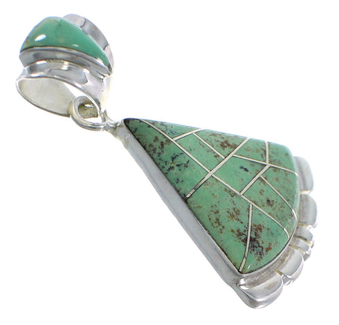 Authentic Sterling Silver Turquoise Inlay Southwest Pendant AX48962